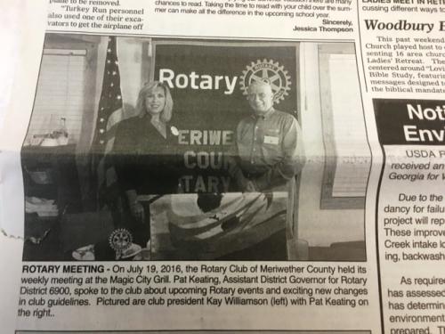 Pat Keating , Asst Dist Gov Speaks to Rotary Club July 19 2016.jpg