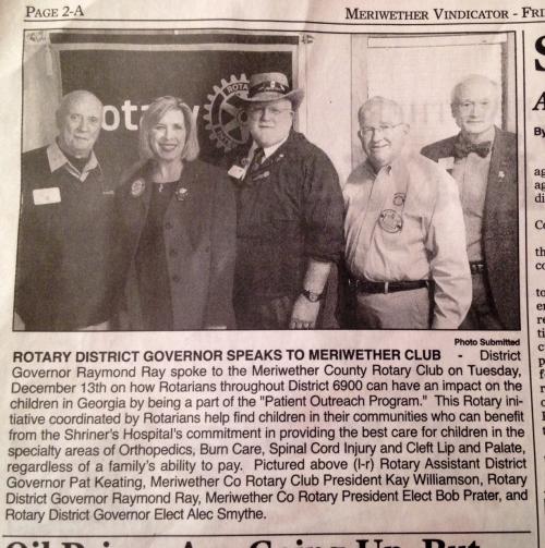 District Gov Speaks to the Meriwether Co Rotary Club about the Patient Outreach Programs with the Shriners.jpg